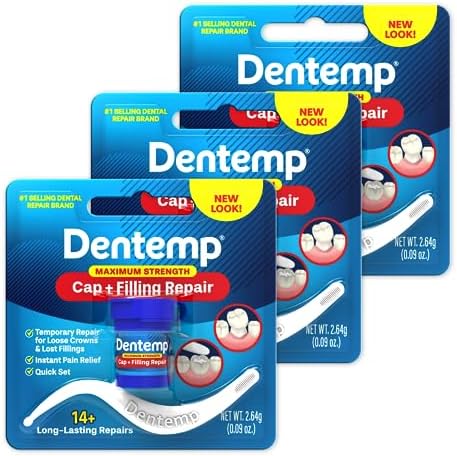 Dentemp Maximum Strength Loose Cap and Lost Filling Repair - Dental Repair Kit for Instant Pain Relief (Pack of 3)