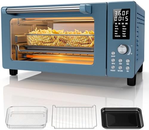 Nuwave Bravo Pro Convection Air Fryer Toaster Oven Combo, 2025 New and Improved, 10-in-1, 50Β°-450Β°F Temp Controls, Quick & Even Crisp Technology, 21Qt Capacity, Cozy Blue, PFAS Free