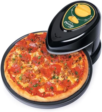 Presto 03434 Pizzaz Plus Rotating Oven - 12-Inch, Countertop Pizza Oven, Nonstick Tray, Top and Bottom Heating Elements, Easy to Clean, Green/Gold
