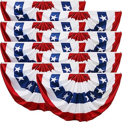 HOOSUN 4th Of July Decorations,8 Pack American Flag Bunting for Outside,1.5x3 FT Fourth of July Bunting Patriotic Decorations,Red White and Blue USA Flags Pleated Fan Flag,American Flags Banners Decor