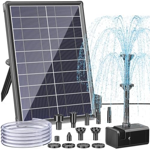 Antfraer Solar Fountain for Bird Bath, 8W Solar Water Fountain Pump with Dry-Run Protection & Double-Layer Nozzles, Solar Powered Fountain with 5Ft Tubing for Small Pond, Bird Bath, Water Feature