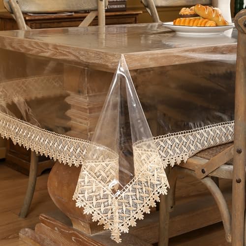 Walrus Clear Vinyl Tablecloth Protector Waterproof/Oil-Proof Plastic Square Transparent Sheet Table Cover (54X84 Inch)