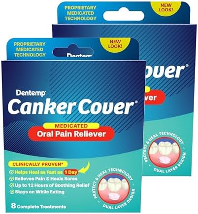 Dentemp Canker Cover - Canker Sore Medicine Pain Reliever - Canker Sore Treatment to Relieve Canker Pain, Mouth Sores & Mouth Irritation - Fast Acting Canker Sore Relief Tablets for Adults (16 Count)