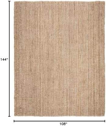 SAFAVIEH Area Rug 9x12 - Natural Fiber Collection - Large - Natural Brown, Handmade Jute, Farmhouse Style, Chunky Textured Thick Pile (NF447A)