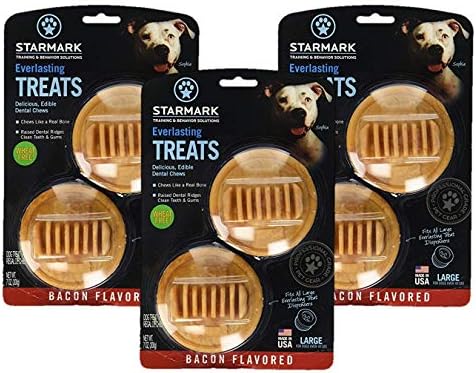 StarMark (3 Pack Star Mark Everlasting Bacon Dog Dental Chews, Large