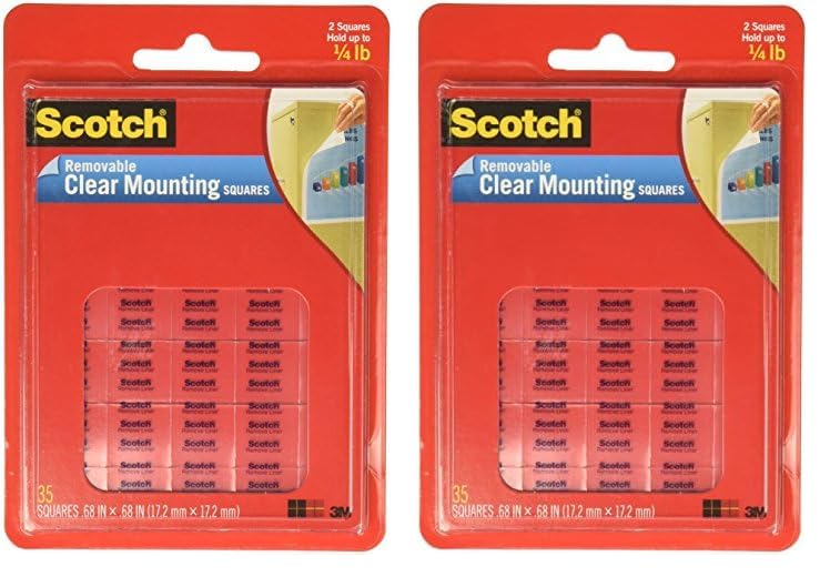 Scotch(R) Removable Wall Mounting Tabs, 11/16in. x 11/16in, Clear, Box of 35 (Pack of 2)