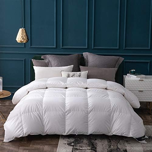 Globon Goose Down Comforter King Size,800 Fill Power All Seasons Luxury Duvet Insert, Ultra Soft 420 Thread Count Noiseless Shell, Medium Weight with 8 Corner Tabs, White