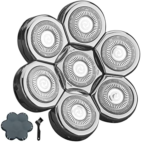 Electric Shaver Replacement Heads - Sharp Stainless Steel Blades for Rotary Shaver (7 Heads, Silver)