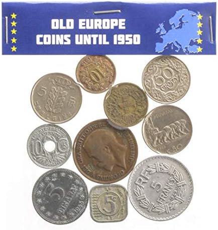 10 Coins from Old Europe Until 1950 Year Collectible Currency from 19-20 Century Pre - Euro Money | Old Collectible Coins for Coin Album Bank or Holders