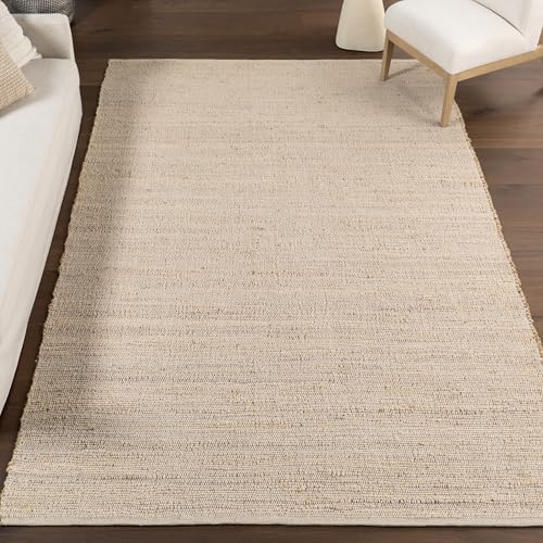 nuLOOM 7'6" x 9'6" Elfriede Jute & Cotton Hand Woven Area Rug, Natural, Solid Rustic Farmhouse Style, Weaved Design, Natural Fiber, For Bedroom, Living Room, Dining Room, Hallway, Office, Entryway