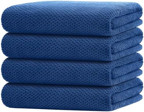 HOMEXCEL Bath Towel Set Pack of 4, 30 x 60 Inches Large Microfiber Bath Towels, Soft, Absorbent, and Quick Dry Towels for Bathroom, Pool, Beach, Swim, and Yoga, Large Bathroom Towels, Blue