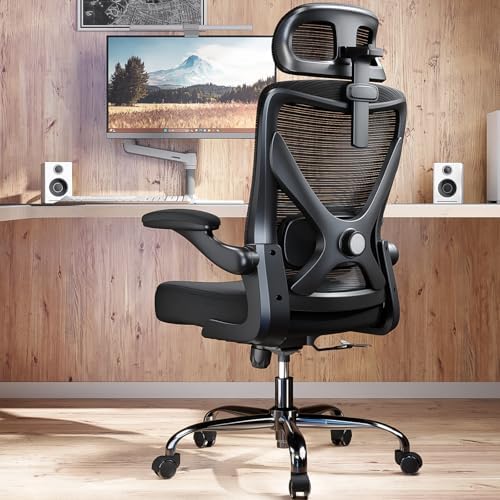Ergonomic Office Chair - Mesh Desk Chair with Adjustable Lumbar Support High Back Computer Gaming Chairs - Big and Tall Office Chairs Adults, Comfortable for Long Hours, Black