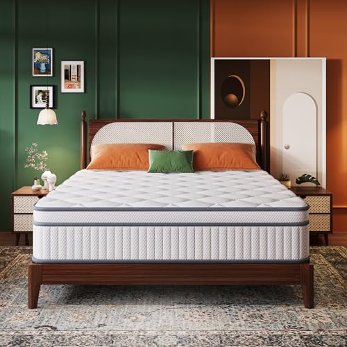 Queen Mattress, 10 Inch Queen Size Mattresses in a Box, Gel Memory Foam Hybrid Mattress for Motion Isolation, Soft and Comfortable, Pressure Relief, Medium Firm Support