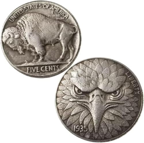 Antique American Silver Dollar, 1935 Buffalo Eagle Coin, Vintage U.S. Old Coins, USA Lucky Coin, Morgan Silver Dollar, Creative Gift(Buffalo 1935)
