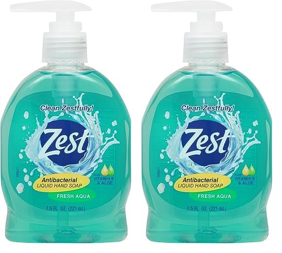 Zest Antibacterial Liquid Hand Soap Fresh Aqua Plus Vitamin E & Aloe 7.5 Fl. Oz (Pack of 2)
