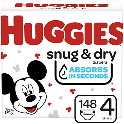Huggies Snug & Dry Baby Diapers, Size 4, 148 Ct