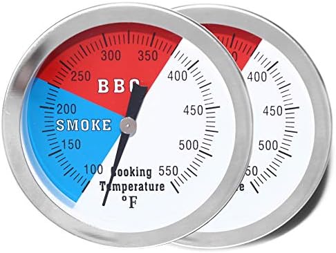 3 inch BBQ Thermometer Gauge 2 Pcs Charcoal Grill Pit Smoker Temp Gauge Grill Thermometer Replacement for Oklahoma Joe's Smokers, and Smoker Wood Charcoal Pit, Large Face Grill Temp Thermometer