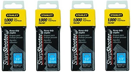 TRA708T Sharpshooter 1,000 1/2 12MM steel narrow crown staples T-50 (4 Pack)