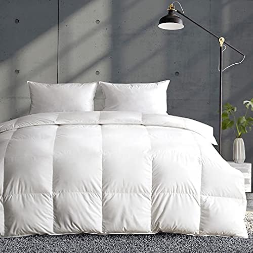 APSMILE Lightweight Down Feather Fibers Comforter Super King Size, Cooling Duvet Insert for Warm Weather/Hot Sleepers-Ultra Soft 100% Organic Cotton Cover, Fluffy Summer Duvet (Ivory White, 120x120)