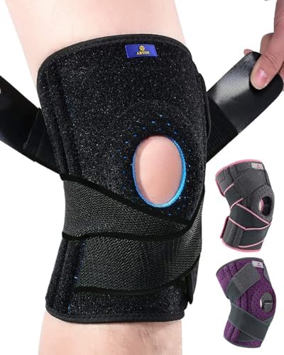 ABYON Adjustable Knee Brace for Men & Women - Maximum Support with Dual Side Stabilizers & Crossed Compression Straps for Meniscus Tear, ACL, MCL, LCL, Patella Injury and Post-Surgery Recovery - Please Check How To Size Video