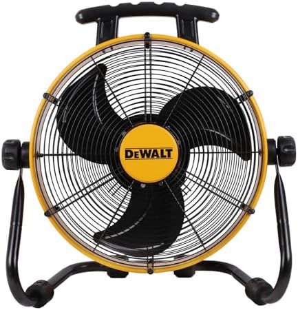 DEWALT Industrial Floor Fan, 18 Inch Drum Fan, 3-Speed Heavy Duty Air Circulator with Adjustable Tilt, Model: DXF1840, Yellow