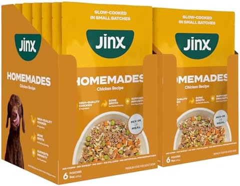 Jinx Chicken Wet Dog Food Topper, Mix with Dry Dog Food, Made with Real Chicken, Bone Broth & Brown Rice, No Fillers, Puppy, Adult, Senior, 9oz, 12 Pack