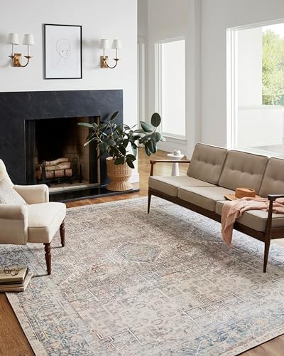 Loloi Chris Loves Julia Jules Collection JUL-07 Natural/Ocean 7'-6'' x 9'-6'', .13" Pile Height, Area Rug