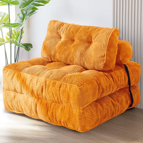 MAXYOYO Folding Sofa Bed, Convertible Sleeper Chair with Pillow Foldable Mattress with Back Support, Portable Fold Out Chair Bed Comfy Floor Sofa Lounge for Living Room Bedroom Apartment