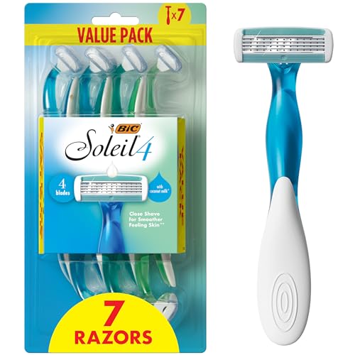 BIC Soleil Comfort Womenβs Disposable Razors, Flexible Blades for a Closer Shave and Less Irritation, Shaving Razor With 4 Blades, 7 Count Pack
