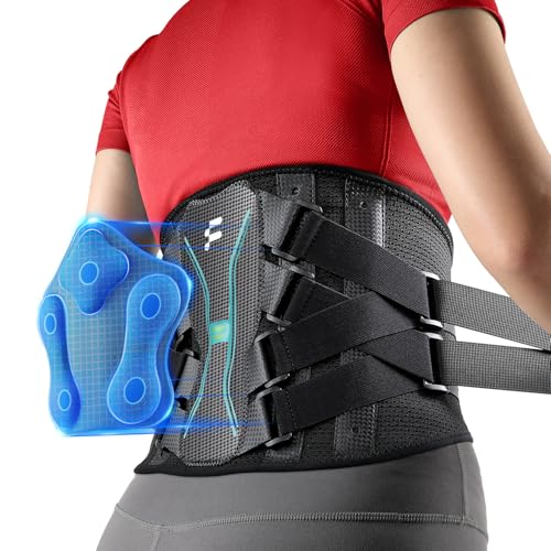 Back Brace for Lower Back Pain Relief, Extra Lumbar Support Pillow, Lightweight Carbon Fiber Splints, Ultra-thin Mesh, Adjustable Fit, for Under Clothes, Sciatica, Posture, Lifting, Size S
