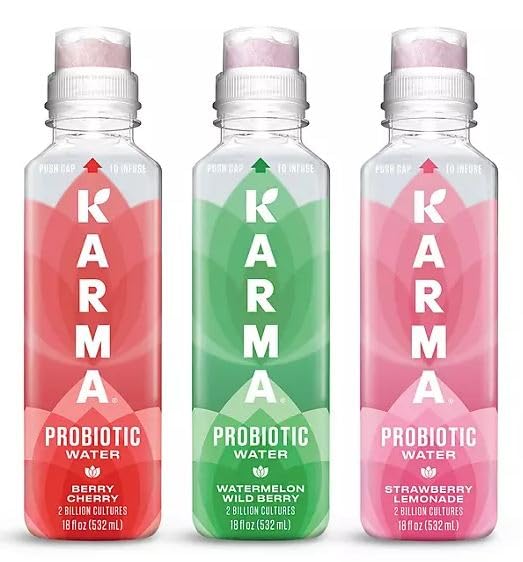 Karma-Probiotic Water Variety Pack, Berry Cherry, Watermelon Wild Berry, Strawberry Lemonade, 2-Billion Cultures, 18 fl oz (Pack of 9)