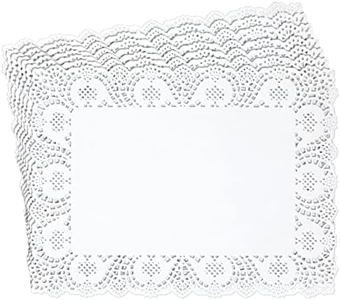 Juvale Rectangular Paper Doilies for Placemats, Cakes, Desserts - Doilies for Tables (White, 15.5 x 11.7 Inch, 100 Pack)