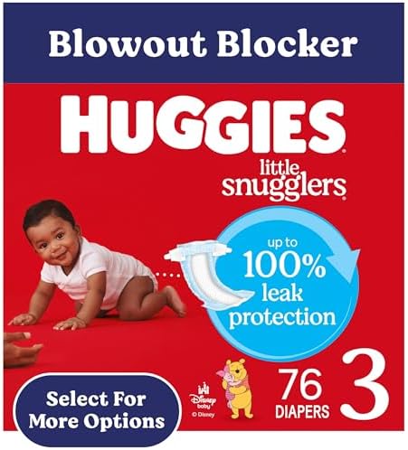 Huggies Size 3 Diapers, Little Snugglers Baby Diapers, Size 3 (16-28 lbs), 76 Count, Packaging May Vary