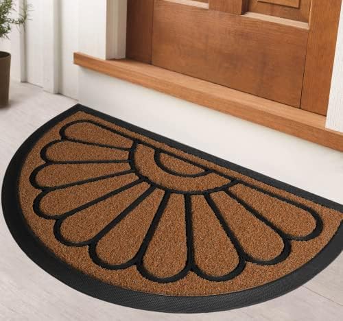 ubdyo Front Door Mat - Low Pile Front Door Mat Outside Entrance - Muddy Dirt Trapping Welcome Matt Outdoor - Rubber Backing Anti Slip Indoor Doormat Entrance, 30" x 17", Bright Brown