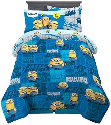 Franco Kids Bedding Super Soft Comforter and Sheet Set with Sham, 5 Piece Twin Size, Minions The Rise Of Gru