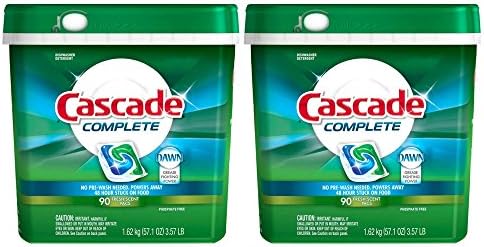 Cascade Complete Dishwasher Detergent, with Dawn Grease Fighting Power, 90 Fresh Scent Action Pacs (Pack of 2)