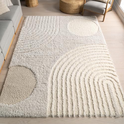 nuLOOM Gloria Abstract Shag Area Rug, 6' 7" x 9', Beige