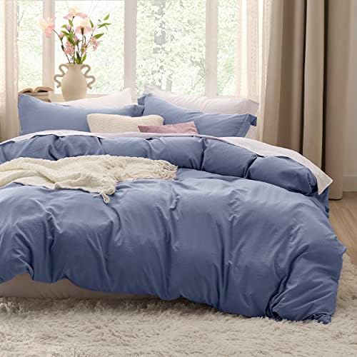 Bedsure Slate Blue Duvet Cover Queen Size - 3 Pieces Prewashed Extra Soft Bedding Set, Includes 1 Duvet Cover 90x90 Inches with Zipper Closure & 2 Pillow Shams, Comforter Not Included