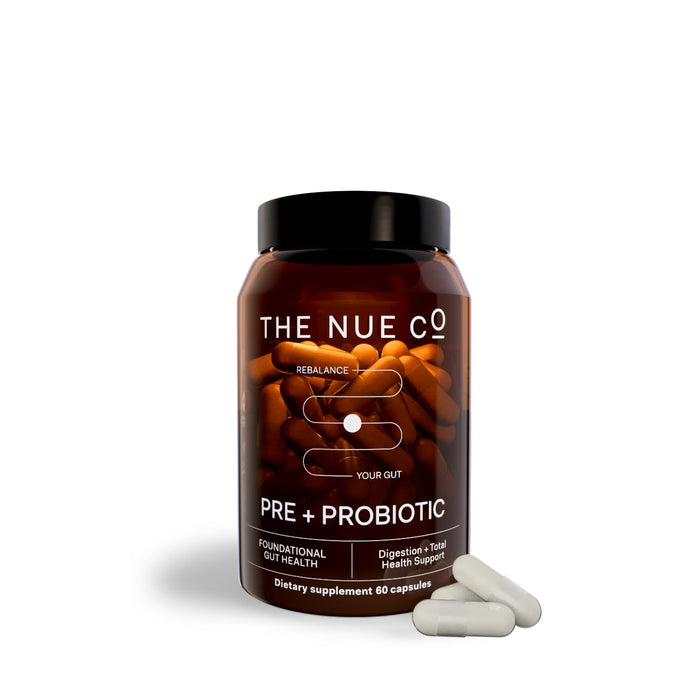 The Nue Co. PREBIOTIC + PROBIOTIC Supplement, Supports Gut Health, Synbiotic and Spore Based, IBS Relief, Immunity, and Skin, Vegan, Gluten Free, 60 CapsulesGET 20% OFF STOREWIDE!