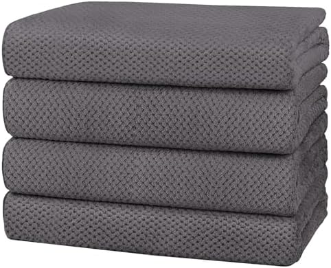 HOMEXCEL Bath Towel Set Pack of 4, 30 x 60 Inches Large Microfiber Bath Towels, Soft, Absorbent, and Quick Dry Towels for Bathroom, Pool, Beach, Swim, and Yoga, Large Bathroom Towels, Grey