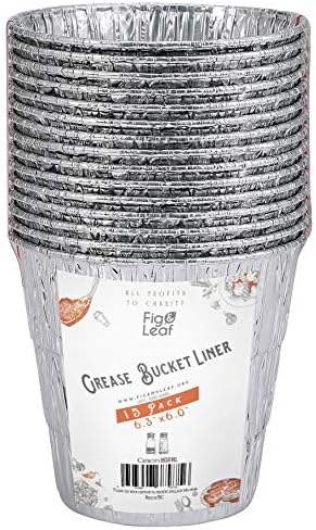 (15 Pack) Grease Bucket Liner Compatible with Pit Boss Grills 67292 Foil, Oklahoma Joe's 9518545P06, Rec Tec Large Bucket & Other Grill Bucket Accessories l 6.3” x 6.0” l Disposable Aluminum