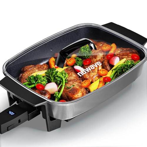 Nuwave Medley XL Digital Electric Skillet, Family Size Griddle w/Glass Lid, 2025 New & Improved Precision Heating, 100°-425°F, PFAS Free G11 Nonstick Ceramic Coating, Portable Hot Plate, 7qt Capacity
