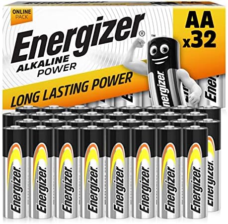 Energizer AA Batteries, Alkaline Power, 32 Pack, Double A Battery Pack - Amazon Exclusive (Packaging May Vary)