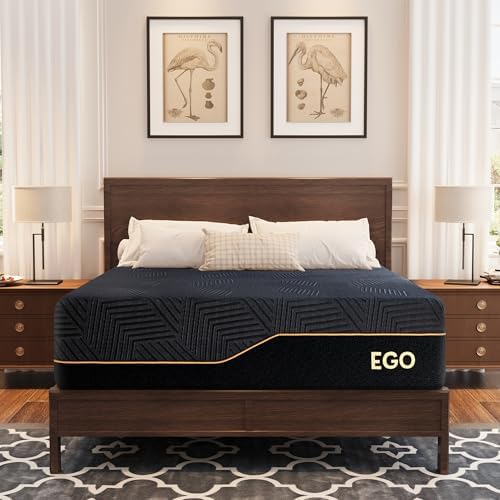 EGOHOME 14 inch Firm Full Mattress, Memory Foam Mattres with Cooling Cover, Bed in a Box, CertiPUR-US Certified, Breathable and Supportive, Made in USA, 54x75x14 Black