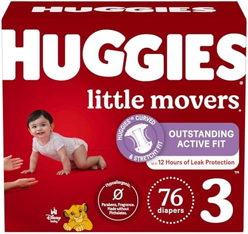Baby Diapers Size 3, 76 Ct, Huggies Little Movers