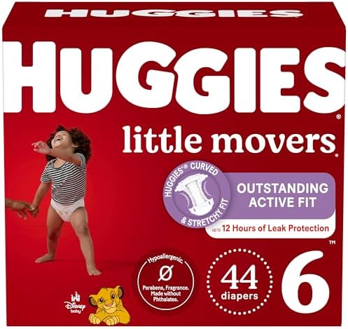 Huggies Size 6 Diapers, Little Movers Baby Diapers, Size 6 (35+ lbs), 44 Count