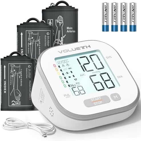 Blood Pressure Monitor for Home Use - 3 Size Cuffs, Small 6"-10", Medium/Large 9"-17" and Extra Large 13"-24", HSA FSA Eligible Items/Perfect for Family Health Monitoring