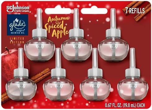 Glade PlugIns Refills Air Freshener, Scented and Essential Oils for Home and Bathroom, Autumn Spiced Apple, Limited Edition Scent, 4.69 Fl Oz, 7 Count