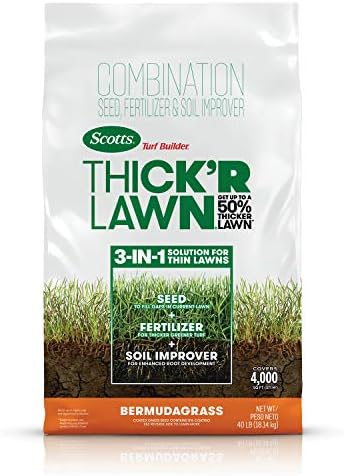 Scotts Turf Builder THICK'R LAWN Grass Seed, Fertilizer, and Soil Improver for Bermudagrass, 4,000 sq. ft., 40 lbs.