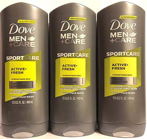Dove Men + Care - Body + Face Wash - Sport Care - Active + Fresh - Net Wt. 13.5 FL OZ (400 mL) Per Bottle - Pack of 3 Bottles